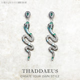 Snake Drop Earrings 925 Sterling Silver Handcrafted Bohemia Gift