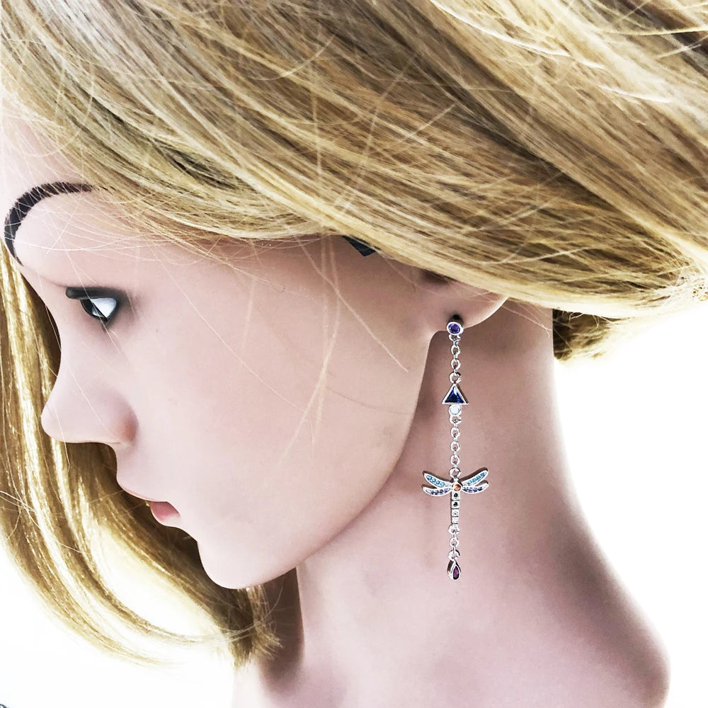 Colorful Dragonfly Drop Earrings, Bohemian Summer Jewelry for Women