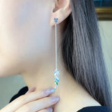 Feather Drop Earrings 925 Silver Autumn Gift