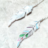 Feather Drop Earrings 925 Silver Autumn Gift