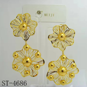 24K Floral Drop Earrings High Style Wedding Party Accessories