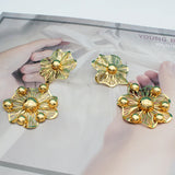 24K Floral Drop Earrings High Style Wedding Party Accessories