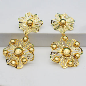 24K Floral Drop Earrings High Style Wedding Party Accessories
