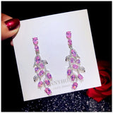 Drop Earrings 925 Sterling Pink Cubic Zirconia Earring
