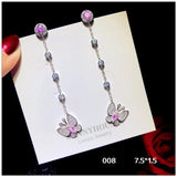 Drop Earrings 925 Sterling Pink Cubic Zirconia Earring