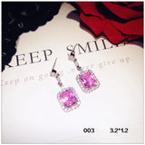 Drop Earrings 925 Sterling Pink Cubic Zirconia Earring