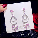 Drop Earrings 925 Sterling Pink Cubic Zirconia Earring