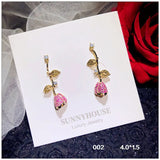 Drop Earrings 925 Sterling Pink Cubic Zirconia Earring
