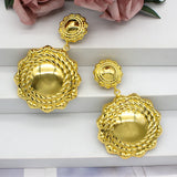 African Dubai Golden Drop Earrings Round Circle Dangle Jewelry