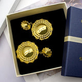 African Dubai Golden Drop Earrings Round Circle Dangle Jewelry