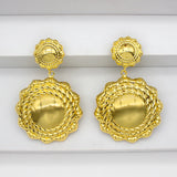 African Dubai Golden Drop Earrings Round Circle Dangle Jewelry