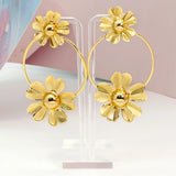 Floral Dubai Golden Ethiopian Hoop Earrings for Brazilian Weddings