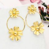 Floral Dubai Golden Ethiopian Hoop Earrings for Brazilian Weddings