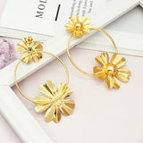 Floral Dubai Golden Ethiopian Hoop Earrings for Brazilian Weddings