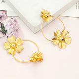 Floral Dubai Golden Ethiopian Hoop Earrings for Brazilian Weddings
