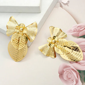 Strawberry Bow Drop Earrings 24K Plated Bridal Wedding Party Daily Wear Jewelry
