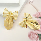 Strawberry Bow Drop Earrings 24K Plated Bridal Wedding Party Daily Wear Jewelry