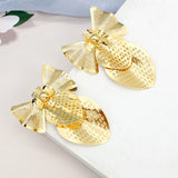 Strawberry Bow Drop Earrings 24K Plated Bridal Wedding Party Daily Wear Jewelry