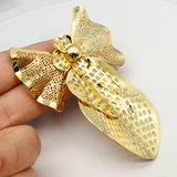 Strawberry Bow Drop Earrings 24K Plated Bridal Wedding Party Daily Wear Jewelry