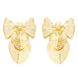 Strawberry Bow Drop Earrings 24K Plated Bridal Wedding Party Daily Wear Jewelry