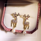 925 Sterling Elk Pearl CZ Drop Earrings Women Fine Jewelry