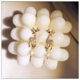 925 Sterling Elk Pearl CZ Drop Earrings Women Fine Jewelry