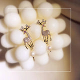 925 Sterling Elk Pearl CZ Drop Earrings Women Fine Jewelry