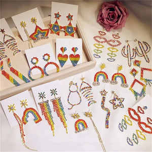 Colorful Star Lips Tassel Drop Earrings