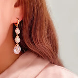 Drop Earrings Solid 925 Needles Cubic Zirconia Tassel Water Drop Fine Jewelry