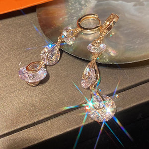 Drop Earrings Solid 925 Needles Cubic Zirconia Tassel Water Drop Fine Jewelry