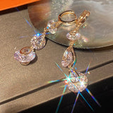 Drop Earrings Solid 925 Needles Cubic Zirconia Tassel Water Drop Fine Jewelry