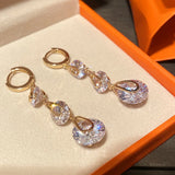 Drop Earrings Solid 925 Needles Cubic Zirconia Tassel Water Drop Fine Jewelry