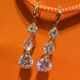 Drop Earrings Solid 925 Needles Cubic Zirconia Tassel Water Drop Fine Jewelry