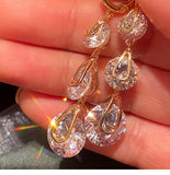 Drop Earrings Solid 925 Needles Cubic Zirconia Tassel Water Drop Fine Jewelry
