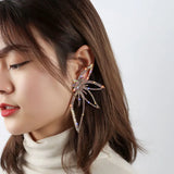 Oversize Hollow Butterfly Wings Crystal Dangle Earrings