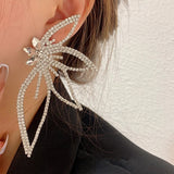Oversize Hollow Butterfly Wings Crystal Dangle Earrings