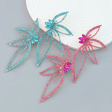 Oversize Hollow Butterfly Wings Crystal Dangle Earrings