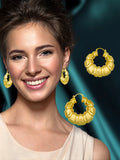 Drop Hoop Earring Set Golden Wedding Bride Party Gift Women