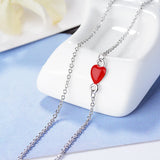 925 Silver Love Heart Circle Pendant Necklace