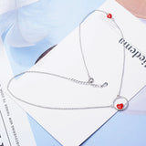 925 Silver Love Heart Circle Pendant Necklace