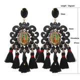 Large Resin Christian Tassel Earrings