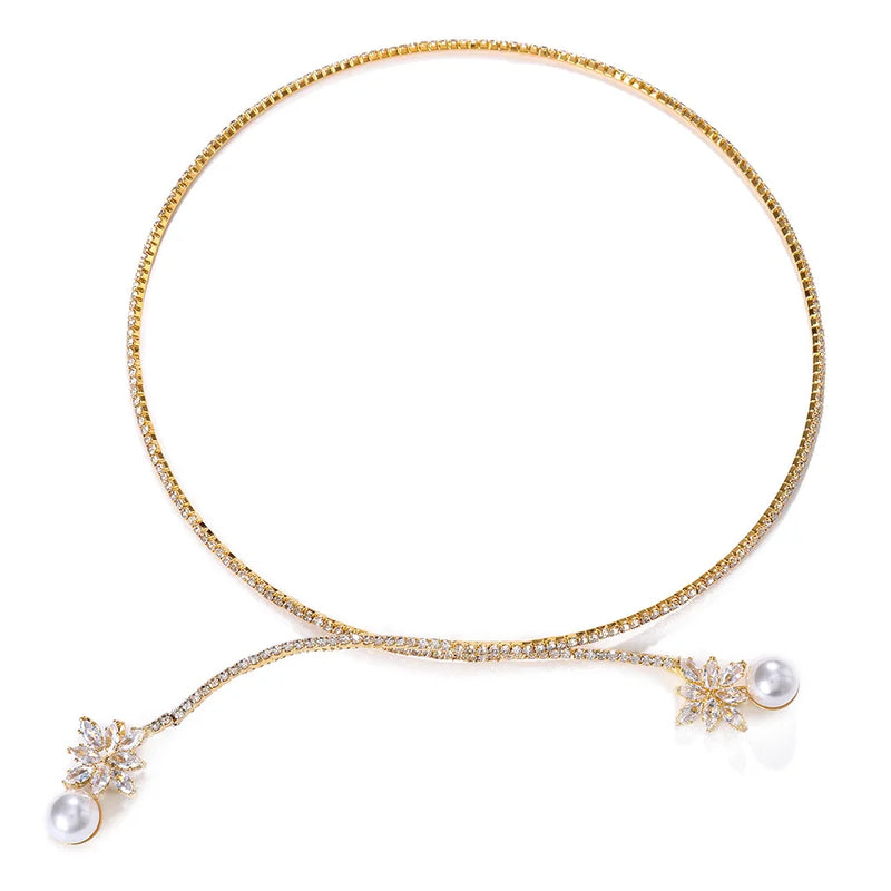 Crystal Drop Pendant Choker Necklace Chain for Wedding