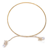 Crystal Drop Pendant Choker Necklace Chain for Wedding