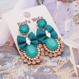 Rhinestone Crystal Tie Big Earring Dangle Charm Zinc Alloy Long Brinco