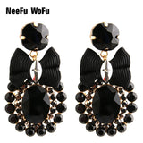 Rhinestone Crystal Tie Big Earring Dangle Charm Zinc Alloy Long Brinco