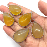 Natural Stone Yellow Agate Teardrop Charms for DIY Necklace Earrings