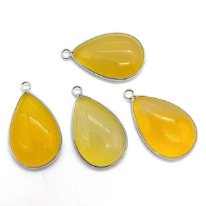 Natural Stone Yellow Agate Teardrop Charms for DIY Necklace Earrings