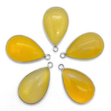 Natural Stone Yellow Agate Teardrop Charms for DIY Necklace Earrings