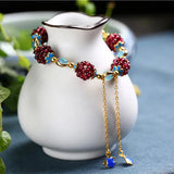 Wine Red Garnet Bracelet Galaxy Universe Design for Women