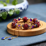 Wine Red Garnet Bracelet Galaxy Universe Design for Women